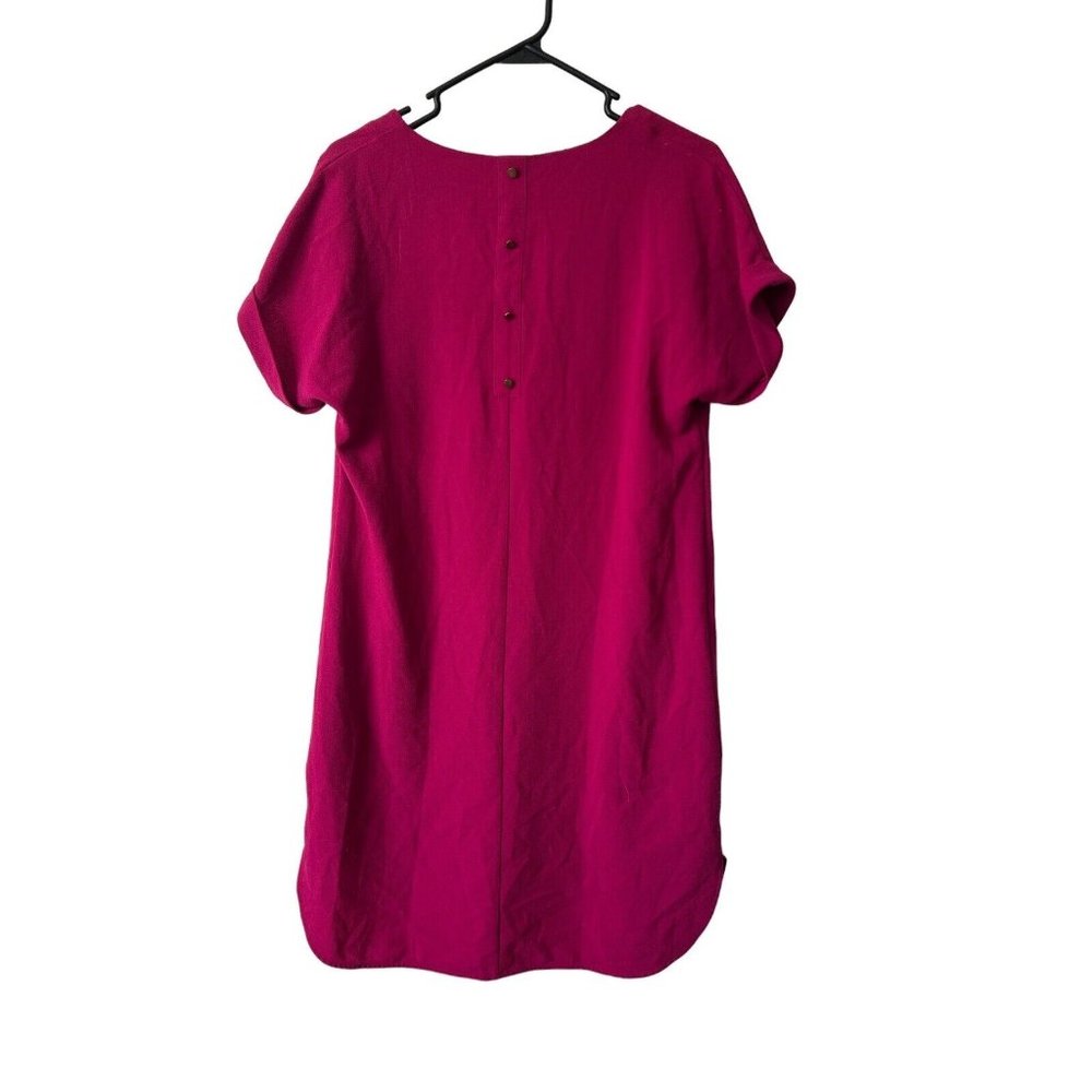 A New Day fuschia  Pink v neck cuffed sleeve Midi Sheath Dress size Medium - Picture 4 of 9